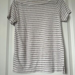 LOFT Short Sleeve Striped Top - White and red terry cloth crew neck size m